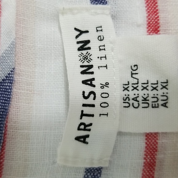 Linen Artisan NY 100% Linen Striped Button Up Size XL - Picture 7 of 16